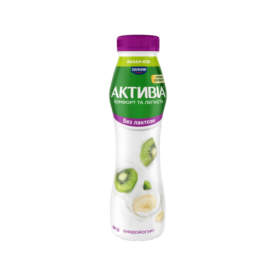 Біфідойогурт питний безлактозний «Банан-Ківі» 260 г